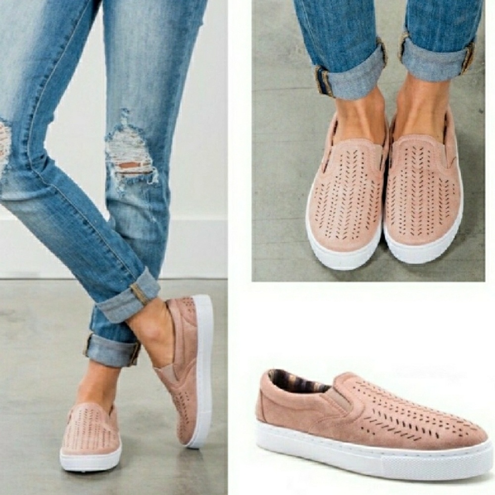 Pink Laser Cut Sneakers